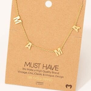 Mama Letter Necklace – 18K Gold Dipped Name Chain, Lightweight Everyday Jewelry